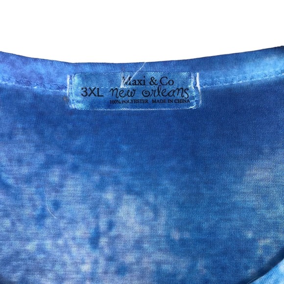 New Orleans Jazz Tye Dye Bling Tunic w/Asymmetrical Sharkbite Hem SZ 3X juniors - Picture 5 of 7